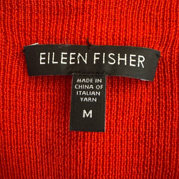 Eileen Fisher 100% Merino Wool Light Weight Cowl Neck Sweater Red Classic Med - Picture 5 of 6
